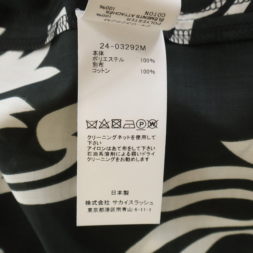 Sacai(サカイ) FLORAL PRINT SHIRT 花柄 ジップアップ 半袖カットソー 24-03292M ブラック/ホワイト