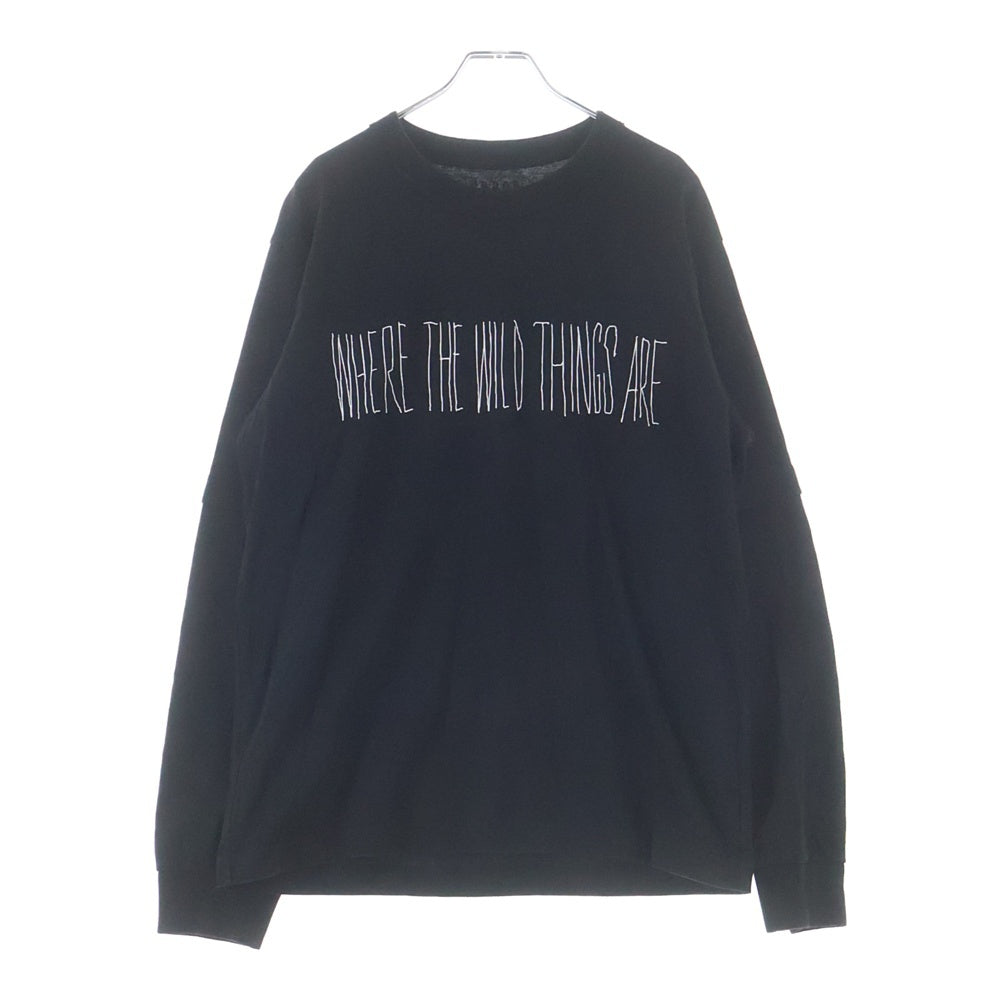 Sacai(サカイ) WHERE THE WILD THINGS ARE L/S 両面プリント クルーネック カットソー 長袖Tシャツ ブラック 25-01006S