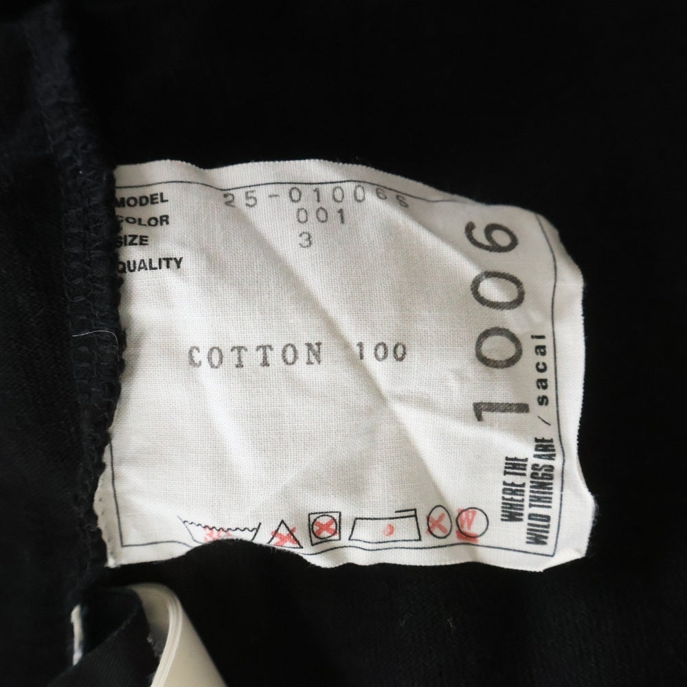 Sacai(サカイ) WHERE THE WILD THINGS ARE L/S 両面プリント クルーネック カットソー 長袖Tシャツ ブラック 25-01006S