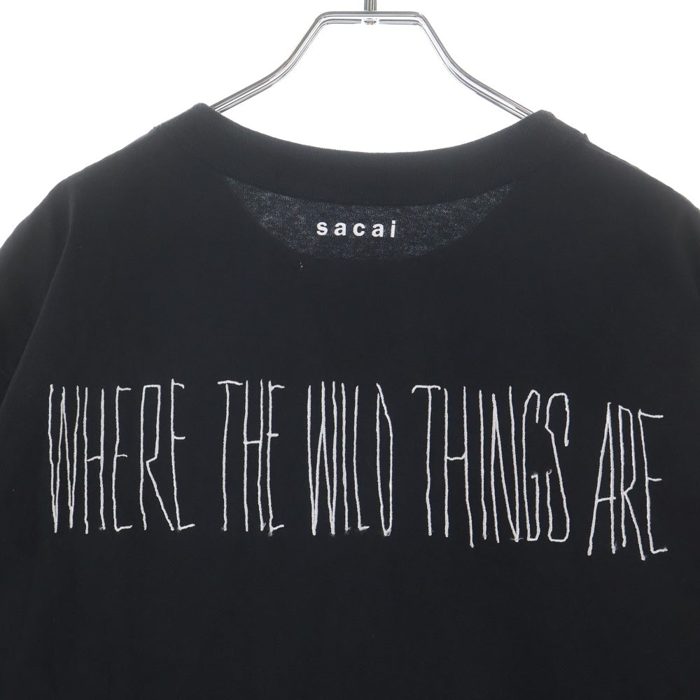 Sacai(サカイ) WHERE THE WILD THINGS ARE L/S 両面プリント 半袖カットソー Tシャツ ブラック 25-01008S