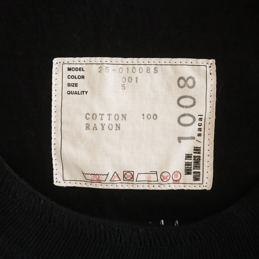 Sacai(サカイ) WHERE THE WILD THINGS ARE L/S 両面プリント 半袖カットソー Tシャツ ブラック 25-01008S