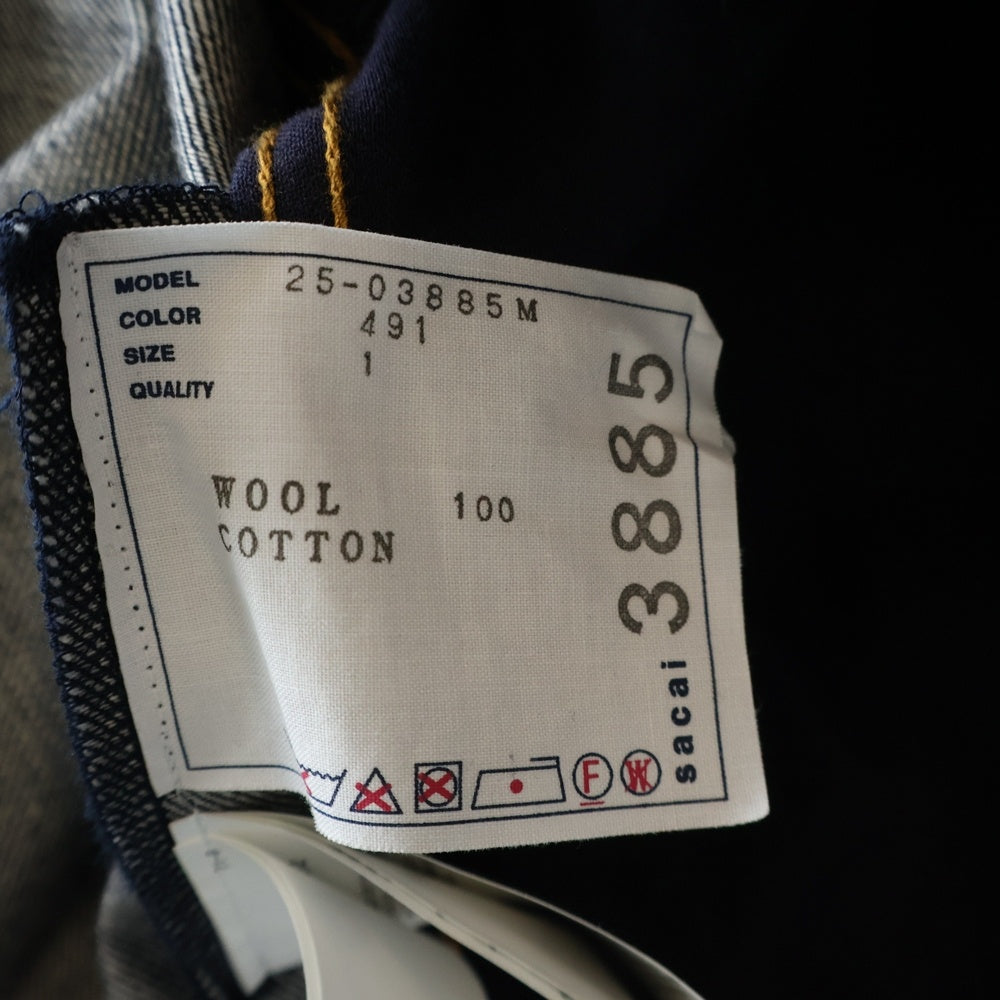 Sacai(サカイ) Wool Melton Jacket 2フリップポケット 切替デニムジャケット インディゴ 25-03885M