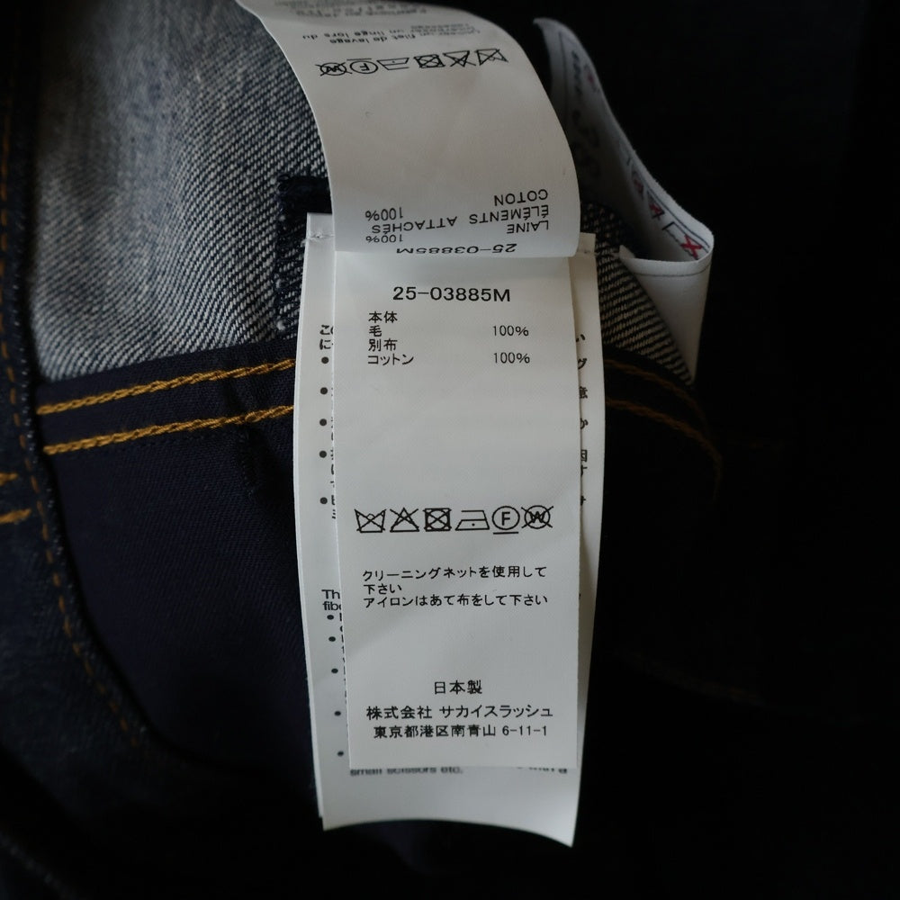 Sacai(サカイ) Wool Melton Jacket 2フリップポケット 切替デニムジャケット インディゴ 25-03885M