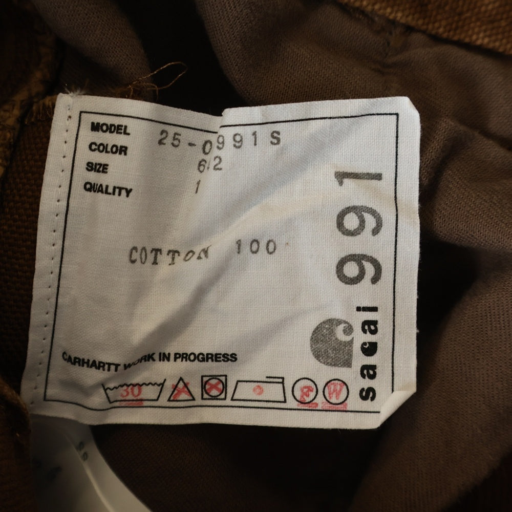 Carhartt WIP(カーハート ダブリューアイピー) ×sacai ダブルニー ウエストベルト ワークパンツ ブラウン 25-00991S