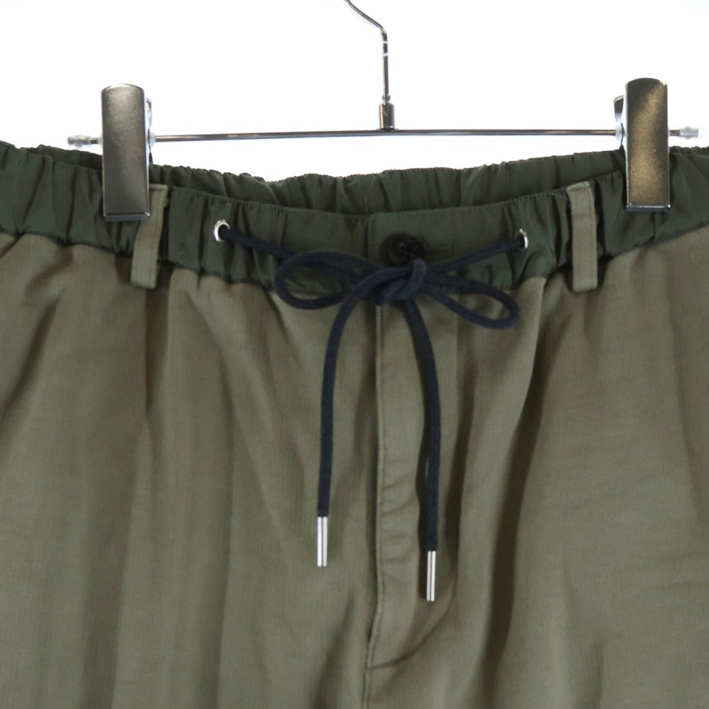 Sacai(サカイ) Nylon sweat ナイロン切替スウェットジャージーロングパンツ カーキ 23-03026M