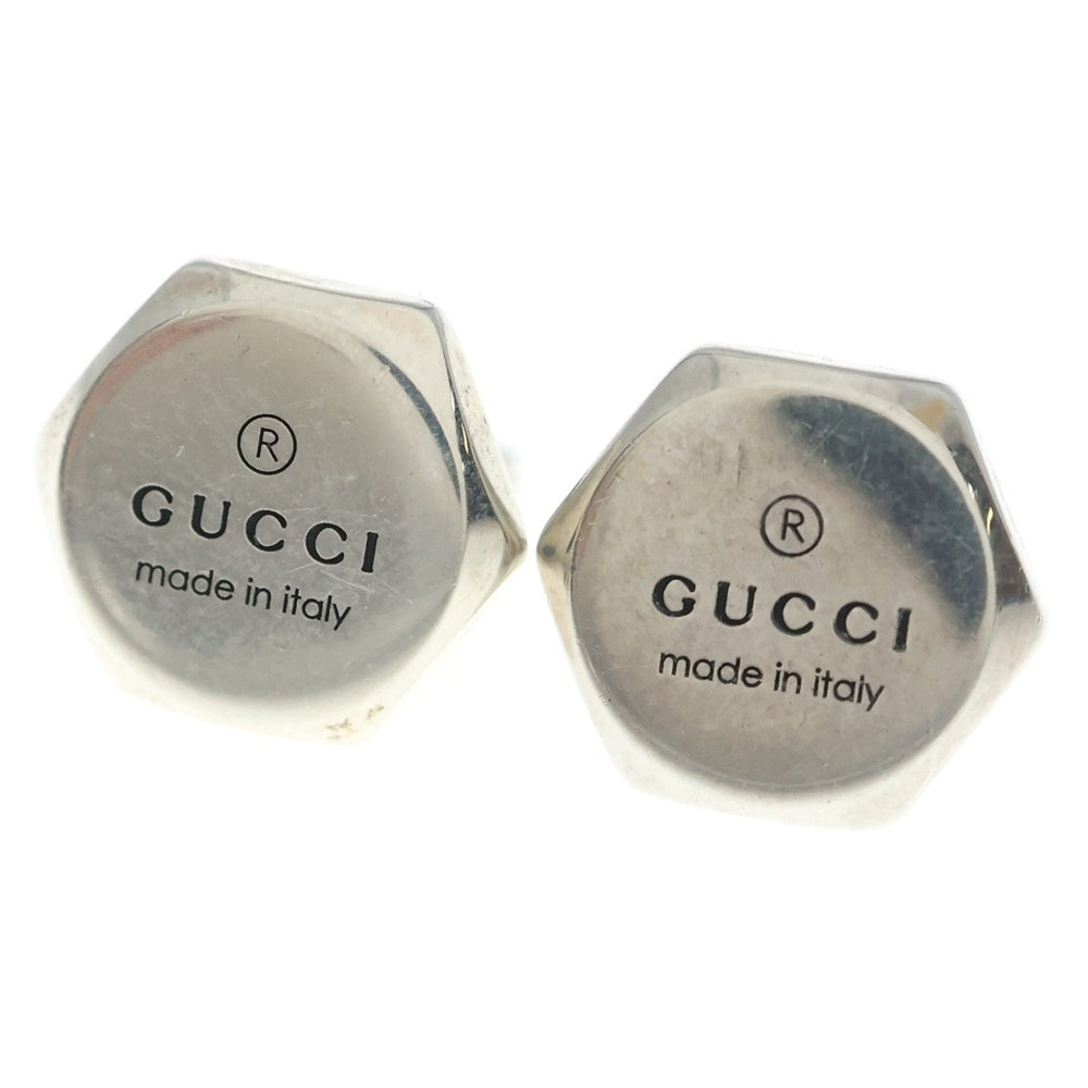 GUCCI(グッチ) ロゴ刻印 ヘキサゴンスタッズピアス シルバー