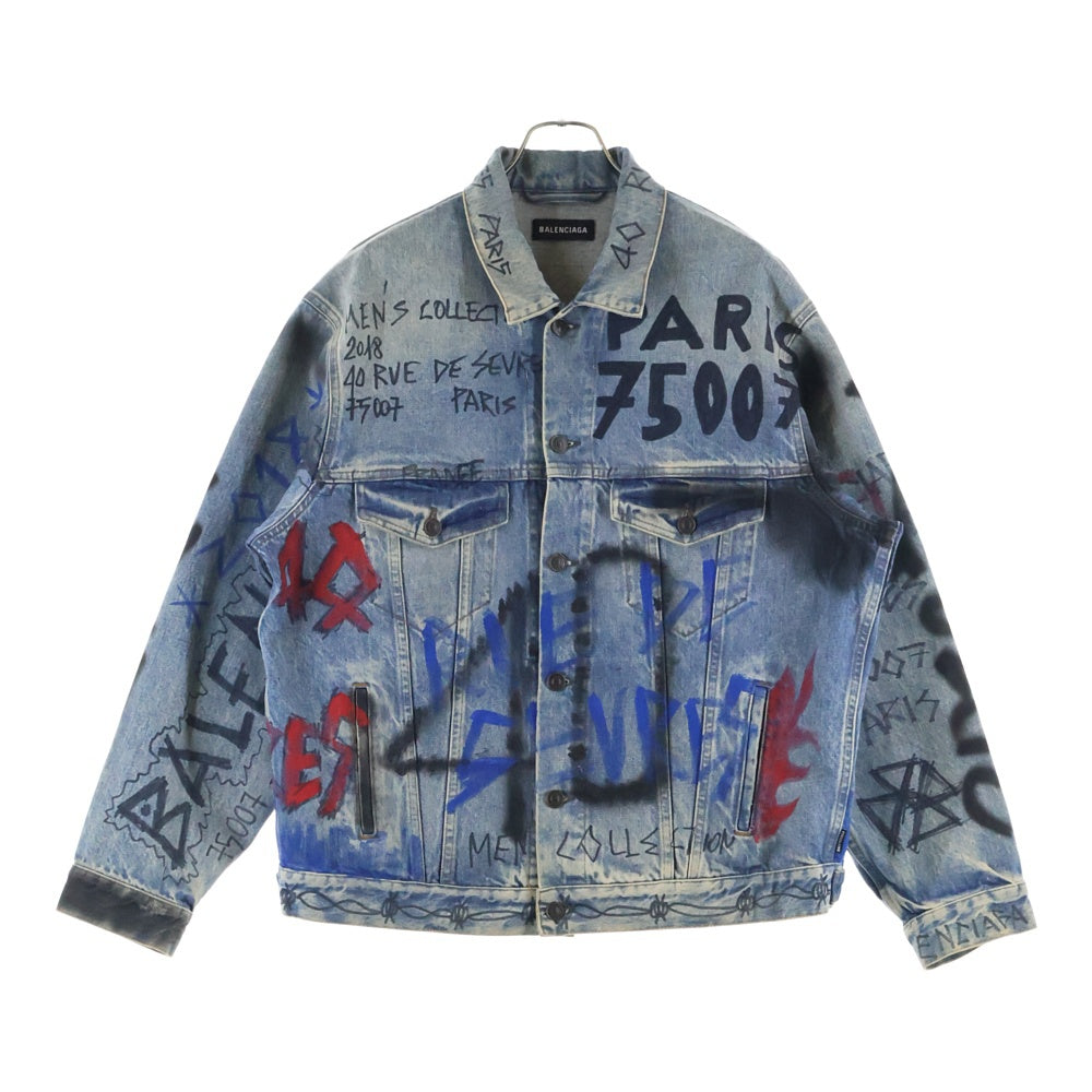 BALENCIAGA(バレンシアガ) 18AW GRAPHIC DENIM JACKET 534556 TBP33 グラフィックデザインオーバーサイズデニムジャケット ジージャン インディゴ