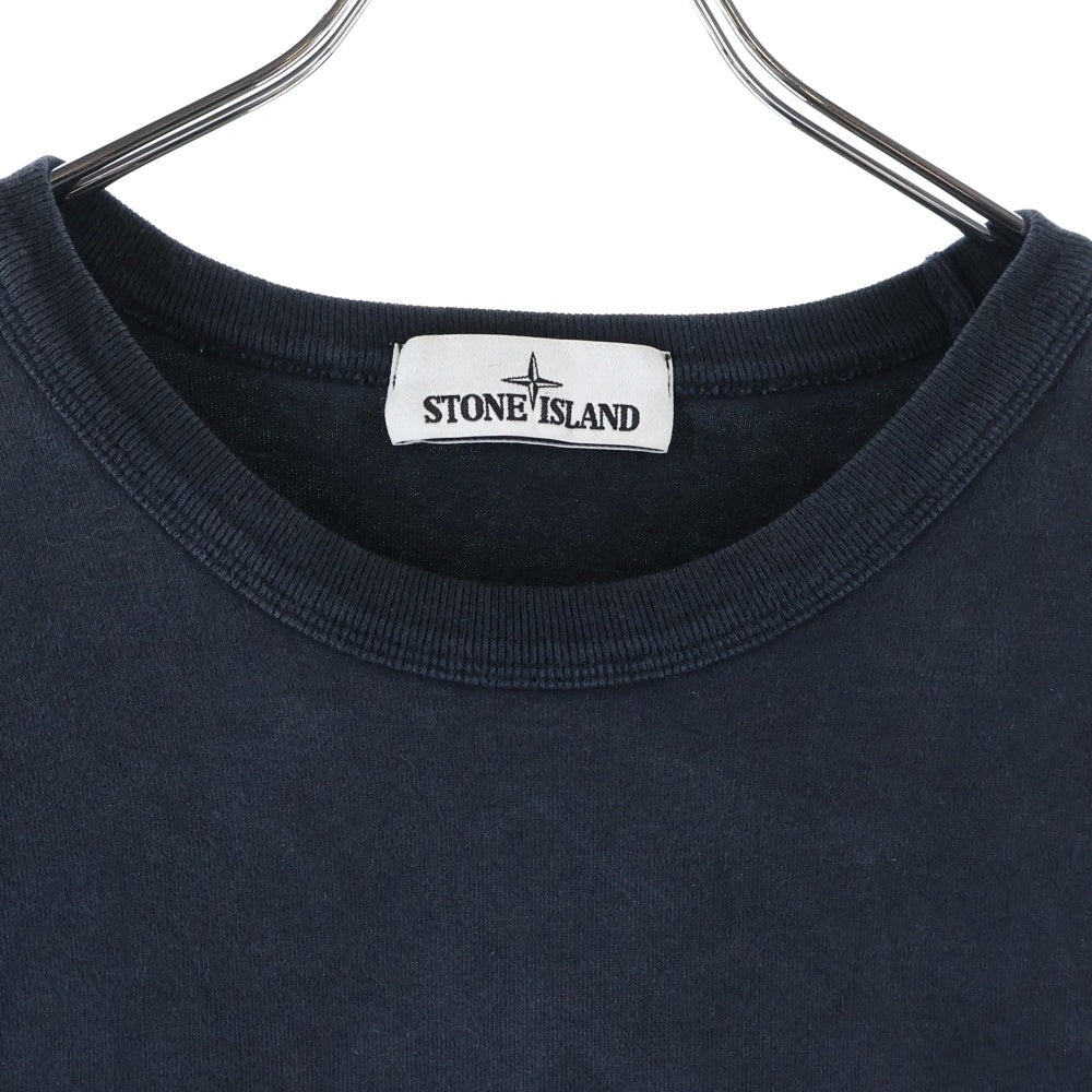 STONE ISLAND(ストーンアイランド) ロゴワッペン ヘビーウェイト コットン クルーネック カットソー 長袖Tシャツ ブラック 731564450