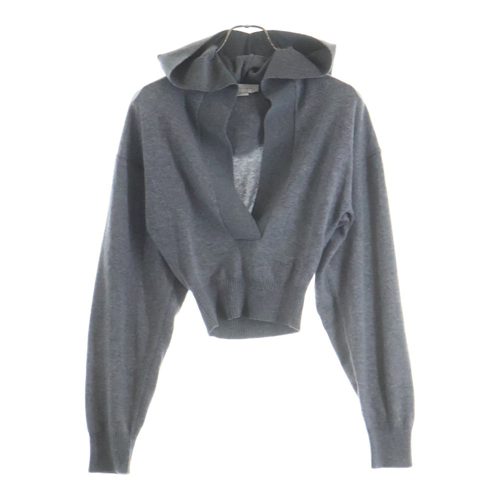 STELLA McCARTNEY(ステラマッカートニー) 25AW Cropped Hooded Wool Sweater クロップドニットフーディー ウールセーター グレー レディース