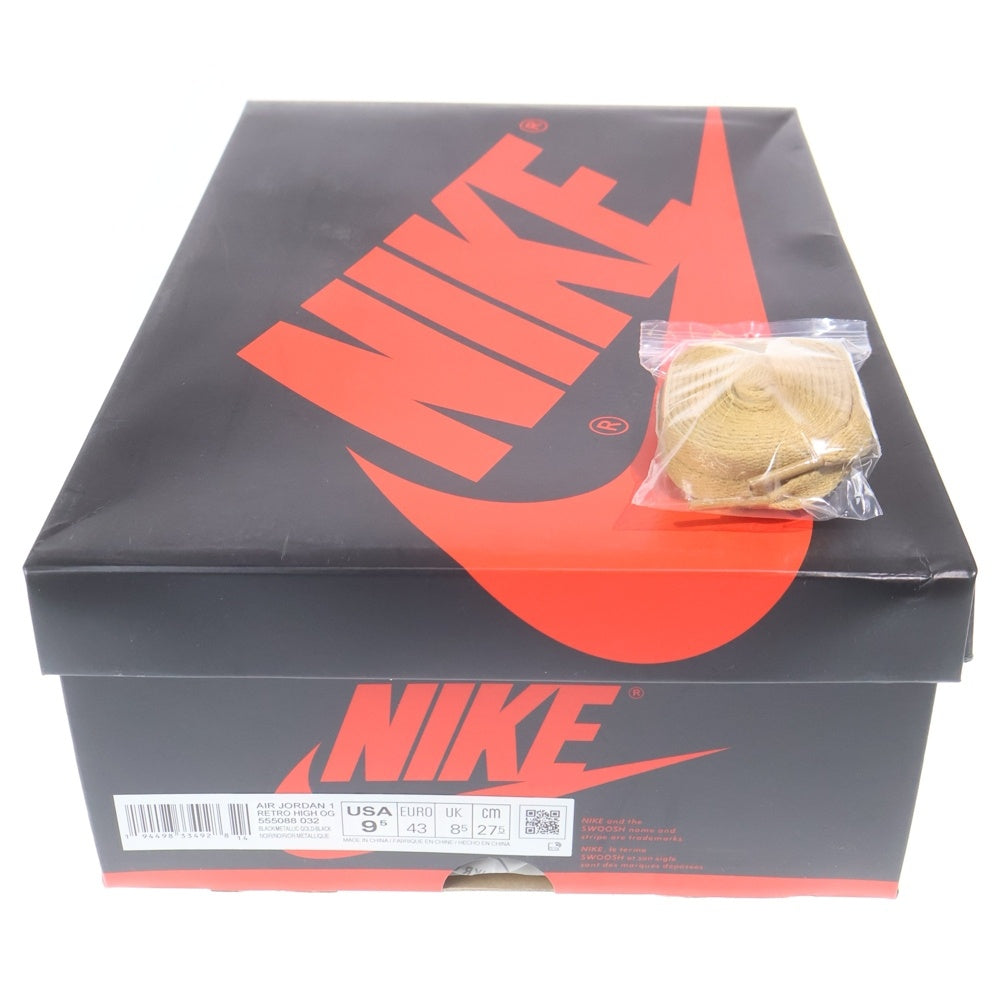 NIKE(ナイキ) AIR JORDAN1 RETRO HIGH OG BLACK-METALIC GOLD 555088-032 エアジョーダン1 ハイ メタリック ゴールド ハイカットスニーカー ブラック/ゴールド US9.5/27.5cm