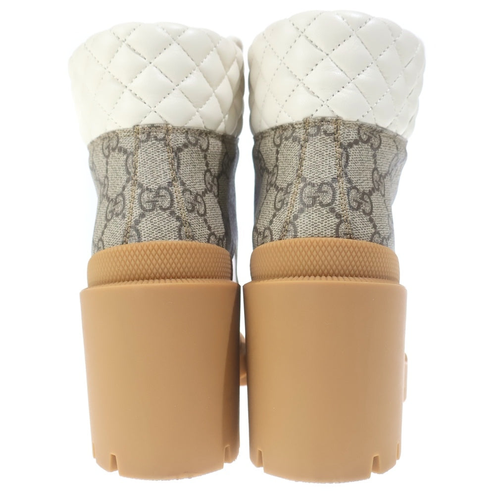 GUCCI(グッチ) GGスプリーム アンクルブーツ ホワイト レザー 659691 レディース