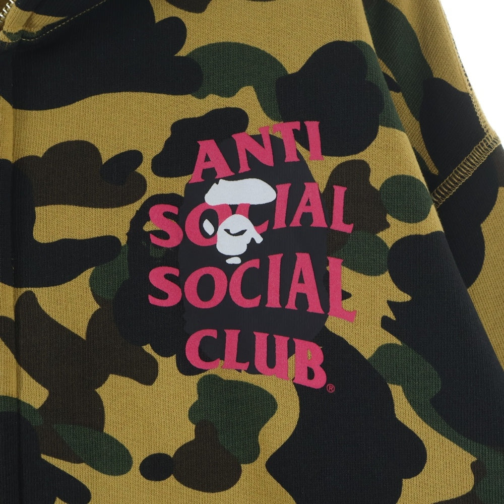 A BATHING APE(アベイシングエイプ) ×ANTI SOCIAL SOCIAL CLUB BAPE X ASSC FULLZIP HOODIE アンチソーシャルソーシャルクラブ フルジップ スウェット パーカー イエロー 001ZPK731903C