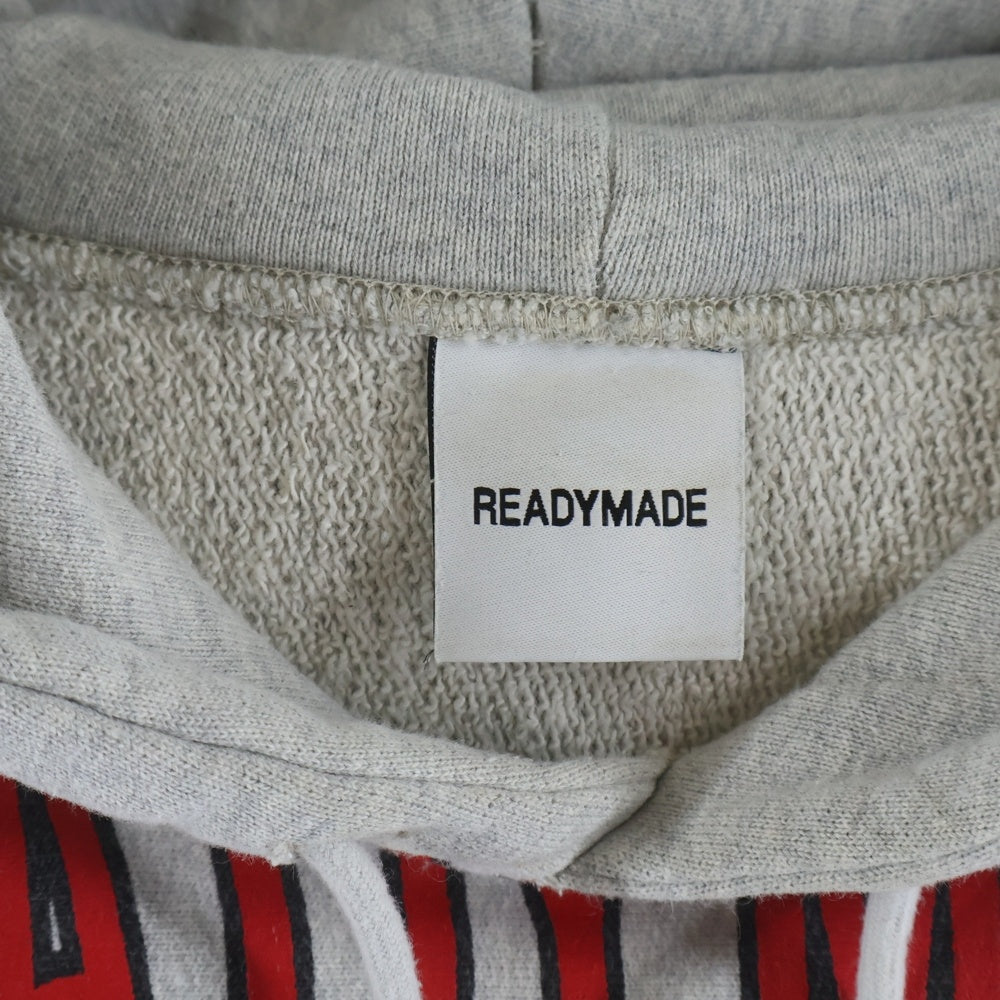 READY MADE(レディメイド) R.MUTT HOODIE ロゴプリントプルオーバーパーカー フーディー グレー RE-CO-GR-00-00-195