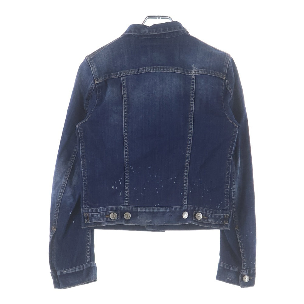 DSQUARED2(ディースクエアード) 19SS ペイント ダメージ加工 デニムジャケット インディゴ レディース S75AM0647
