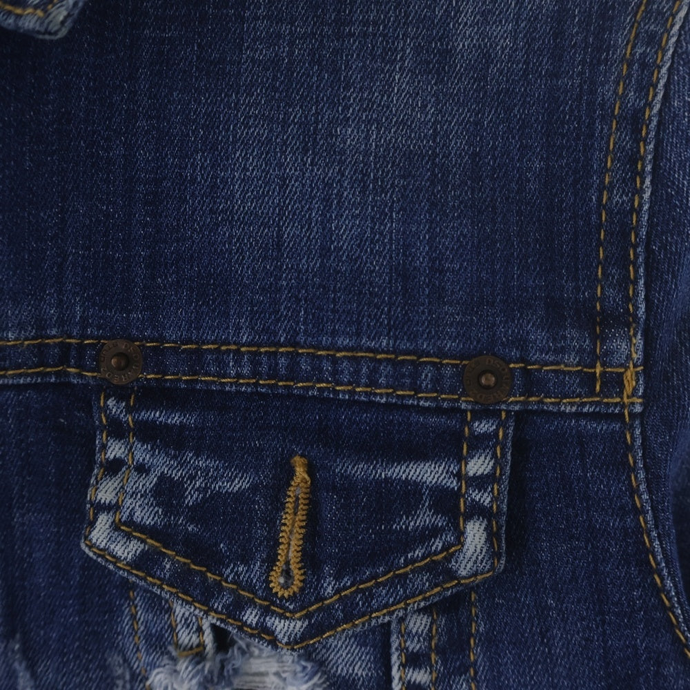 DSQUARED2(ディースクエアード) 19SS ペイント ダメージ加工 デニムジャケット インディゴ レディース S75AM0647