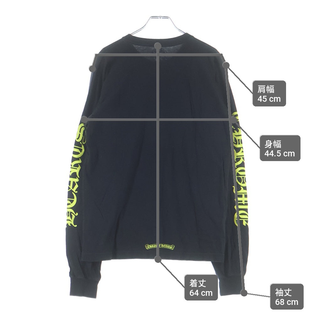CHROME HEARTS(クロムハーツ) CH LS NECK LOGO ネックロゴプリント 袖ロゴ 長袖Tシャツ ブラック/イエロー