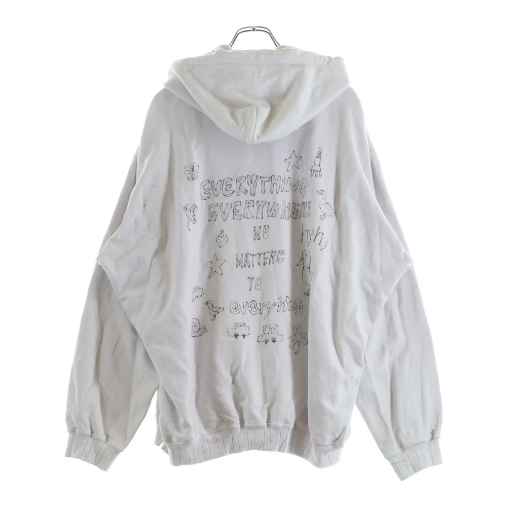 MAISON MIHARAYASUHIRO(メゾンミハラヤスヒロ) Bleached Smily Face Print ブリーチスマイルジップパーカー フーディー グレー/パープル A14PK541