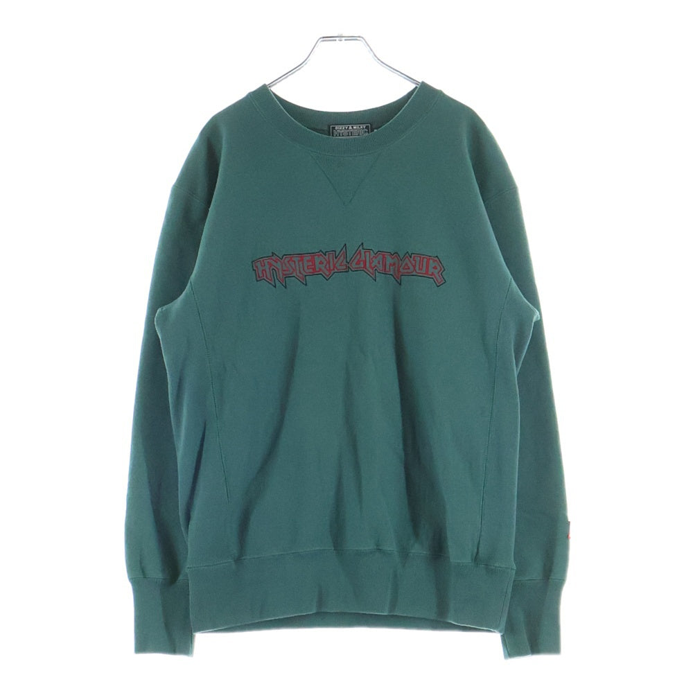 HYSTERIC GLAMOUR(ヒステリックグラマー) LOGO刺繍 クルーネック スウェット トレーナー グリーン 02253CS05