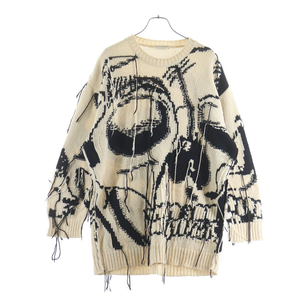 Alexander McQueen アレキサンダーマックイーン Exploded Skull Wool Blend Sweater エクスプローディッドスカル ウールセーター クルーネックニット ホワイト/ブラック 632852 Q1RSS Alexander McQueen(アレキサンダーマックイーン) Exploded Skull Wool