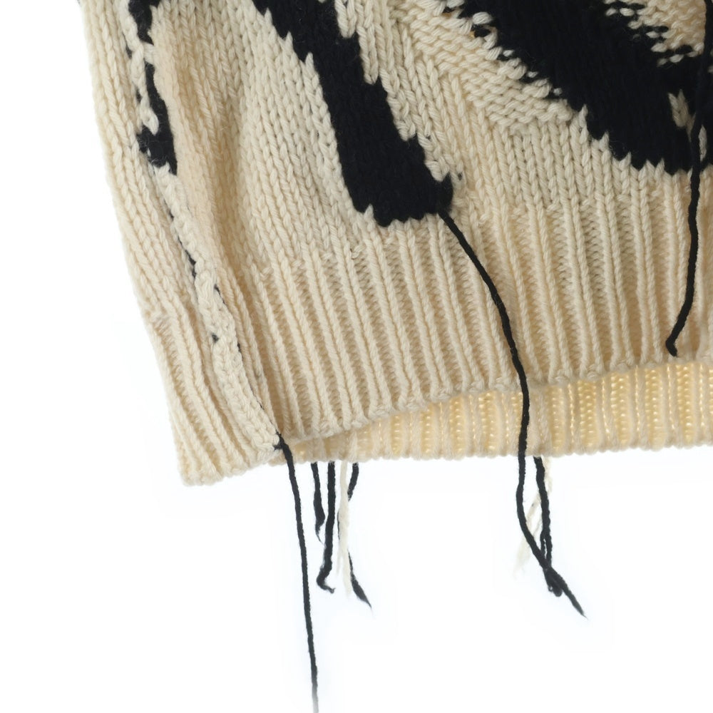 Alexander McQueen(アレキサンダーマックイーン) Exploded Skull Wool Blend Sweater エクスプローディッドスカル ウールセーター クルーネックニット ホワイト/ブラック 632852 Q1RSS