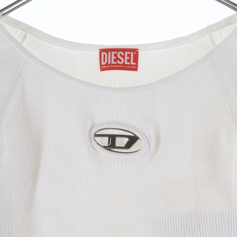 DIESEL(ディーゼル) M-VERA-LS メタルDロゴ オフショルリブニット レディース ホワイト A14189