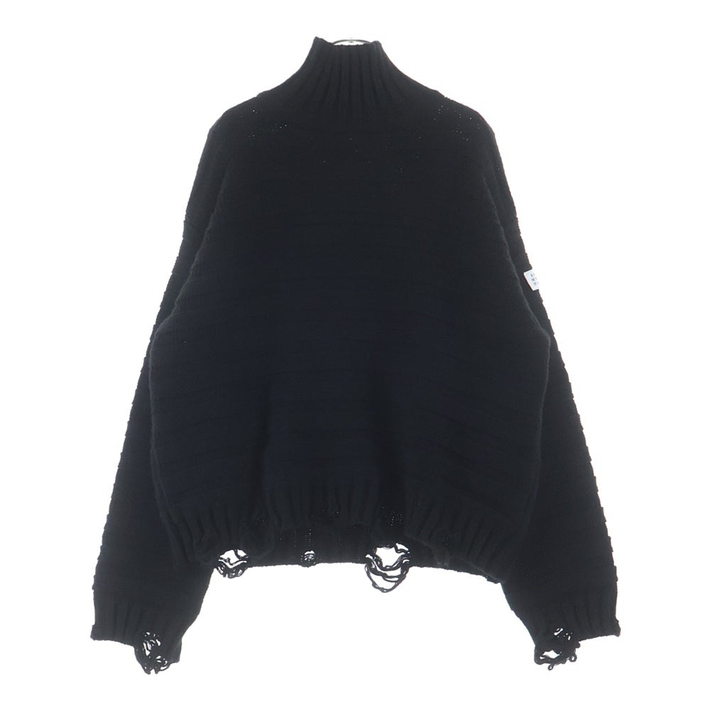 MM6 Maison Margiela(エムエムシックスメゾンマルジェラ) ダメージタートルネックセーター ハイネックニット ブラック SH0HA0004 M13040