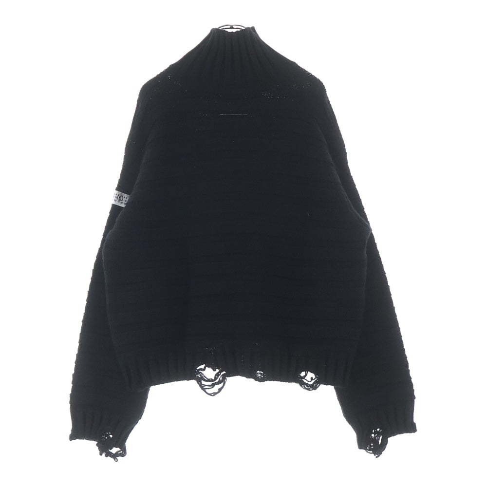 MM6 Maison Margiela(エムエムシックスメゾンマルジェラ) ダメージタートルネックセーター ハイネックニット ブラック SH0HA0004 M13040