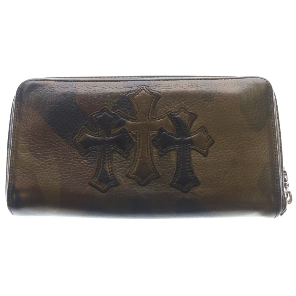 CHROME HEARTS(クロムハーツ) REC F ZIP 3セメタリー クロスパッチ ラウンドファスナーウォレット 迷彩 カモフラ 長財布 グリーン