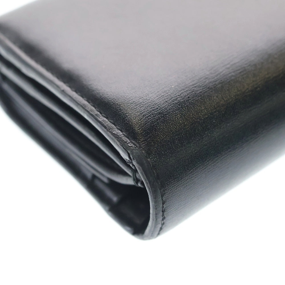 CELINE(セリーヌ) トリオンフ スモールフラップウォレット 三つ折り財布 コンパクトウォレット コインケース ブラック レザー ゴールド金具 レディース