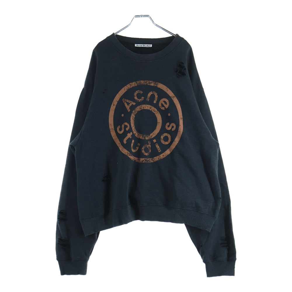 Acne Studios(アクネ ストゥディオズ) LOGO SWEAT ダメージ加工 クルーネックスウェット トレーナー グレー FN-UX-SWEA000044