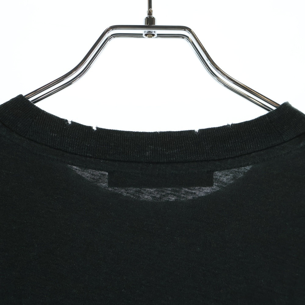 Acne Studios(アクネ ストゥディオズ) プリントロゴ ダメージ加工Tシャツ 長袖クルーネックカットソー ブラック FN-UX-TSHI000016