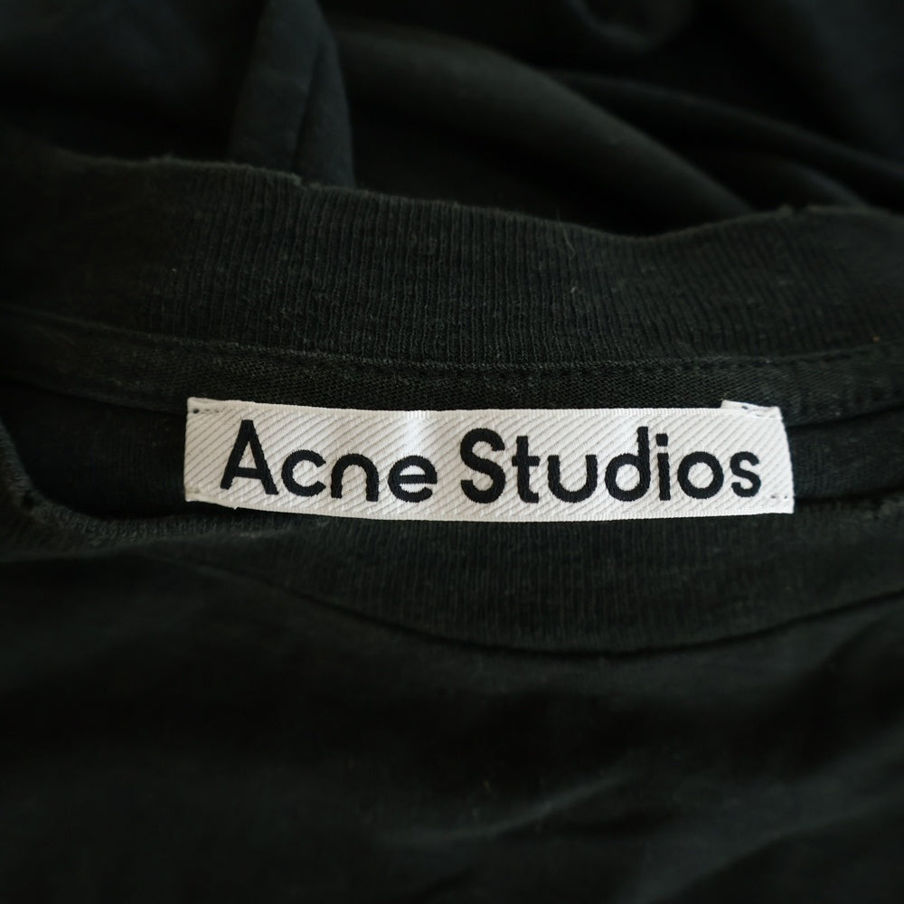 Acne Studios(アクネ ストゥディオズ) プリントロゴ ダメージ加工Tシャツ 長袖クルーネックカットソー ブラック FN-UX-TSHI000016
