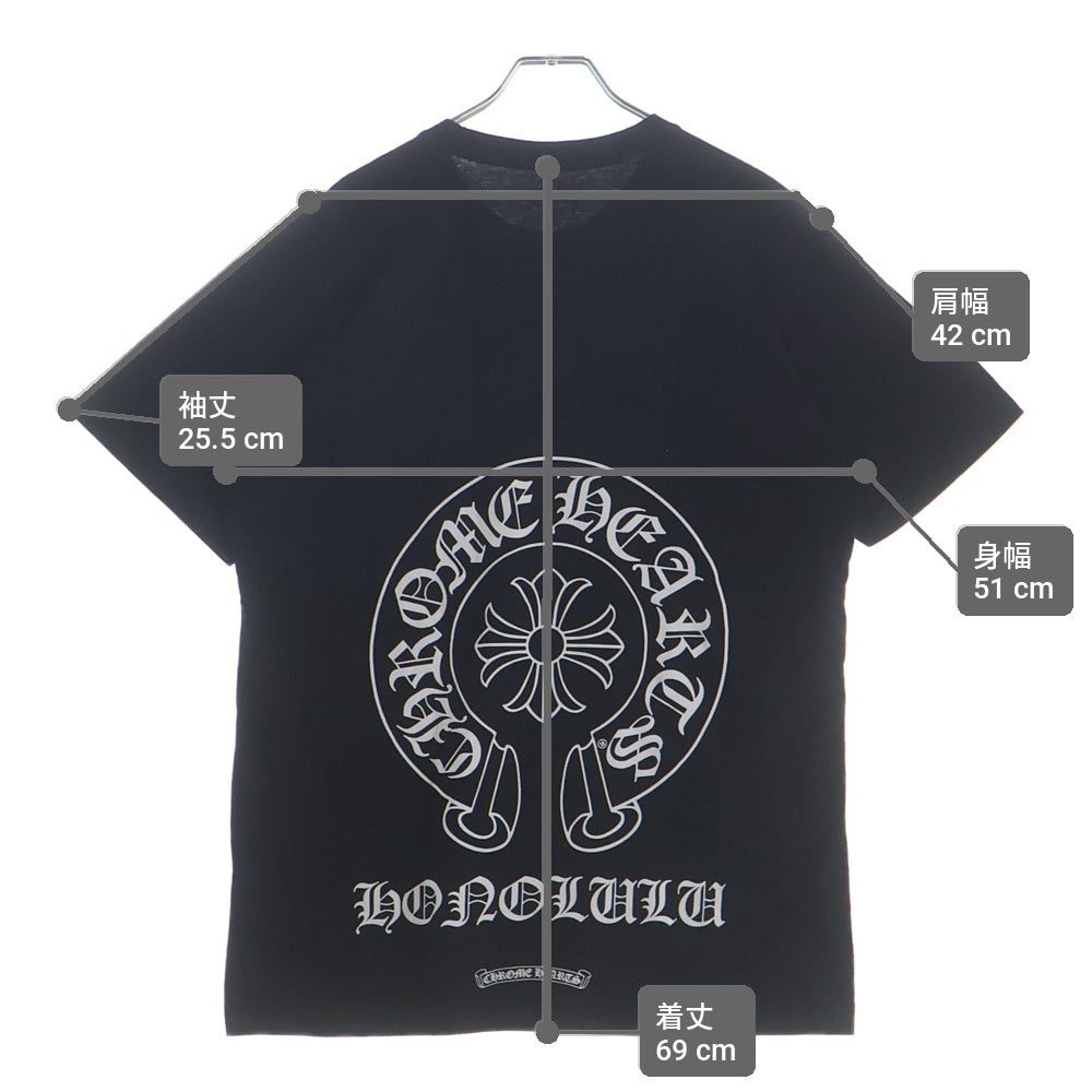 CHROME HEARTS(クロムハーツ) Honolulu Horseshoe S/S Tee ホノルル限定 バック ホースシュー クルーネック半袖Tシャツカットソー ホワイト