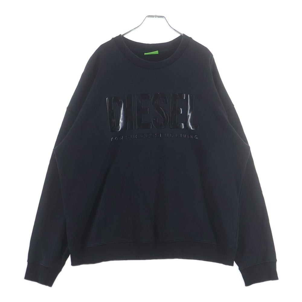DIESEL(ディーゼル) フロントラバー ロゴ クルーネックスウェット トレーナー ブラック A02312