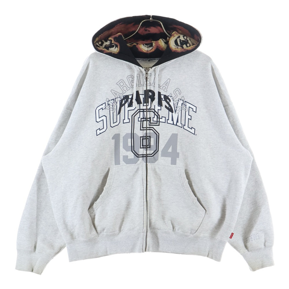 SUPREME(シュプリーム) 24SS ×MM6 Masion Margiela Zip Up Hooded Sweatshirt エムエムシックスメゾンマルジェラ ジップアップ スウェットパーカー グレー
