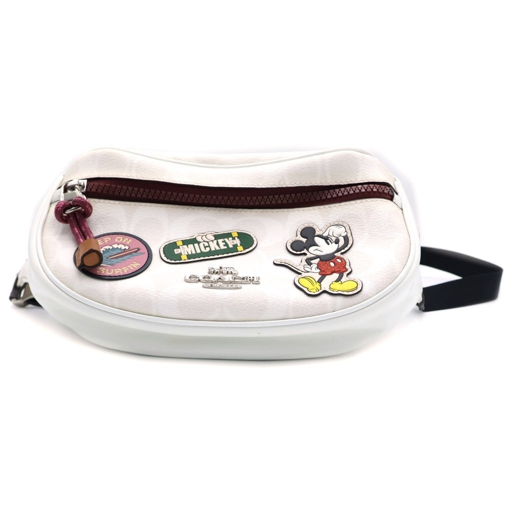 COACH(コーチ) ×DISNEY ディズニー シグネチャー ウェストバッグ ボディバッグ ホワイト レディース