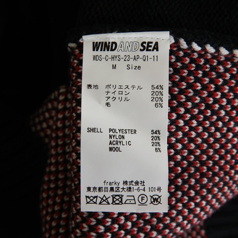 HYSTERIC GLAMOUR(ヒステリックグラマー) ×WIND AND SEA ウィンダンシー ロゴ ニット 2ポケット カーディガン ブラック WDS-C-HYS-23-AP-Q1-11