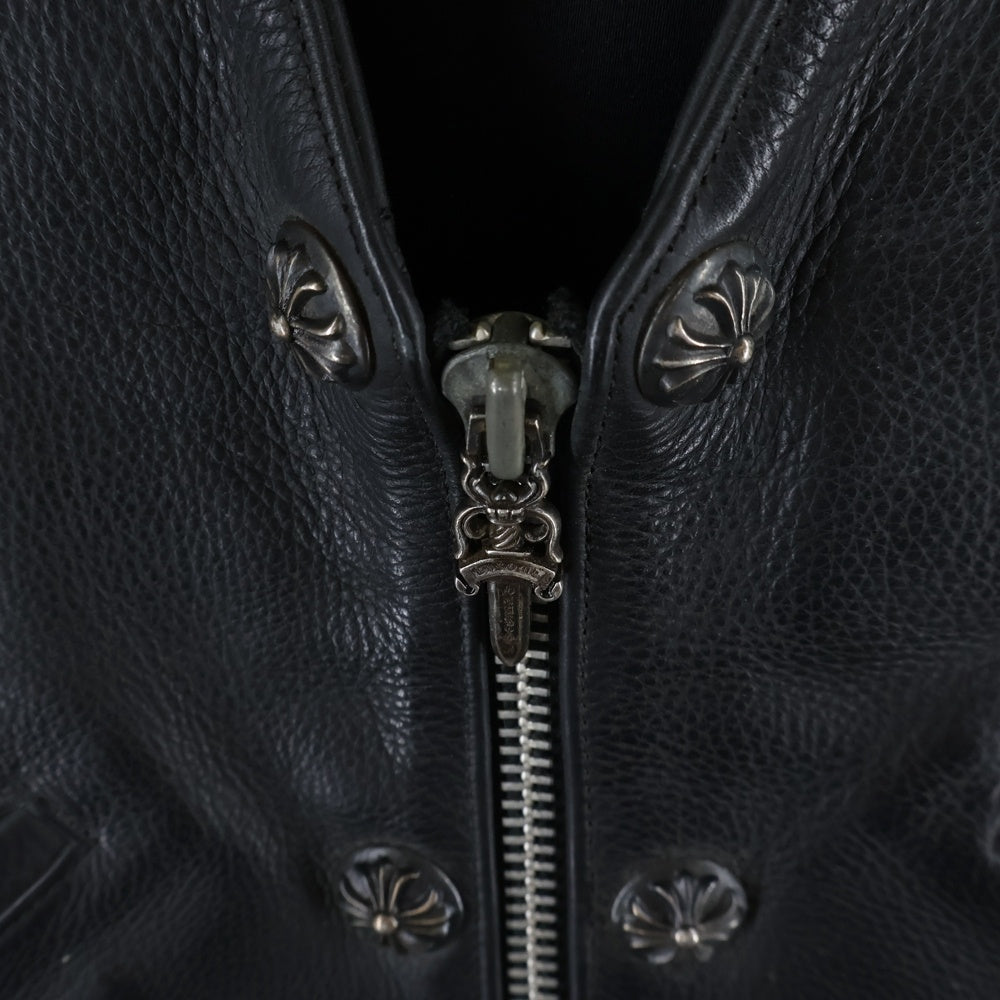 CHROME HEARTS(クロムハーツ) 6B L LNG BCK 6クロスボール クロスボールボタン ダガージップ レザーベスト ブラック