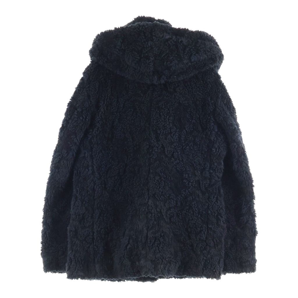 jun hashimoto(ジュンハシモト) 21AW C11 BOA SHORT WRAP カモフリースラップコート ボアジップアップジャケット フーデッドブルゾン ブラック 1012120011