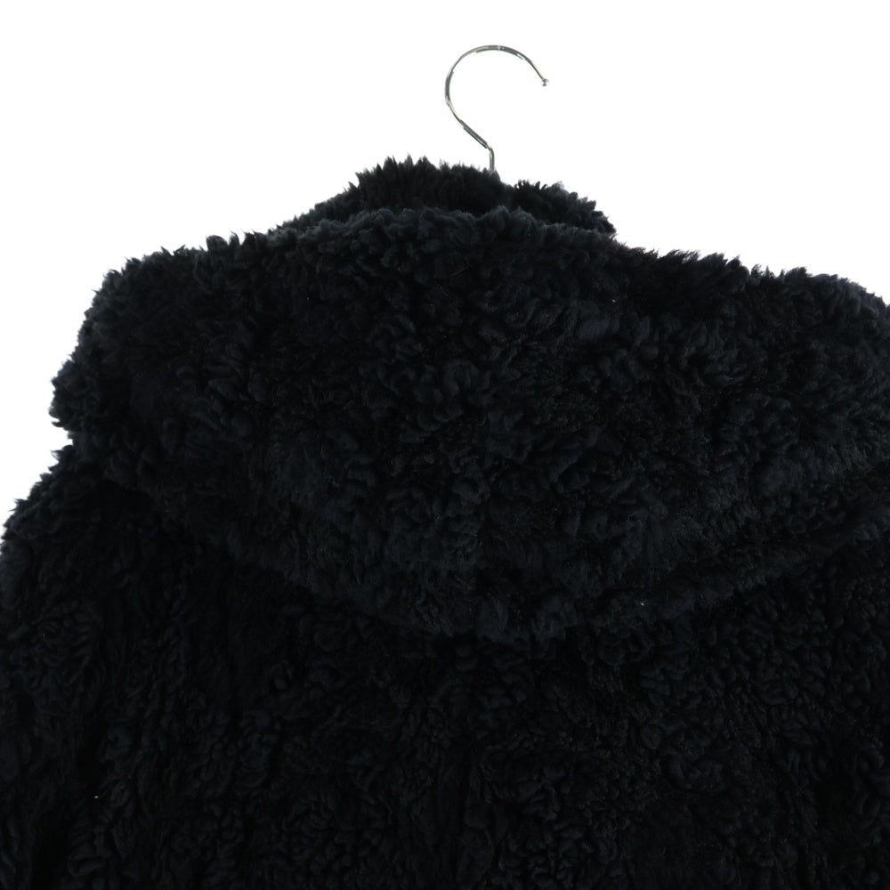 jun hashimoto(ジュンハシモト) 21AW C11 BOA SHORT WRAP カモフリースラップコート ボアジップアップジャケット フーデッドブルゾン ブラック 1012120011