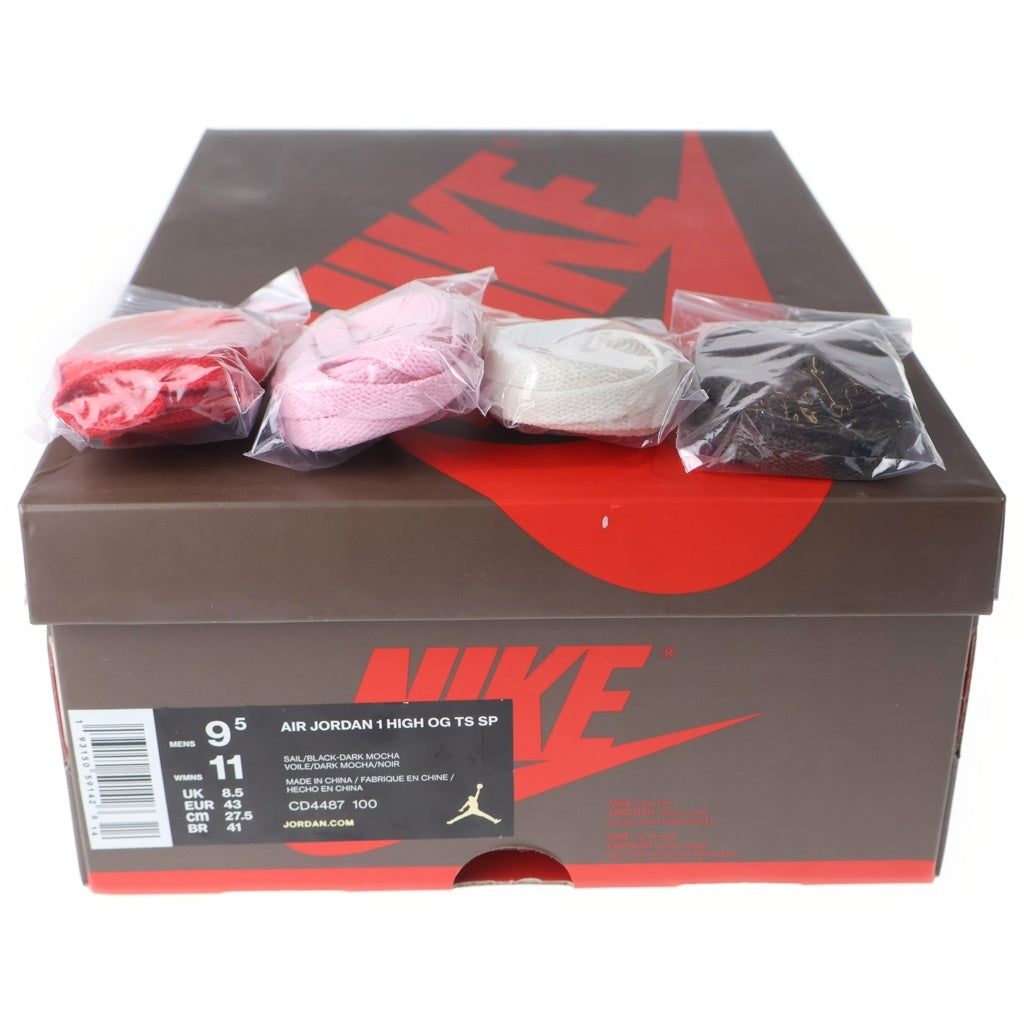 NIKE(ナイキ) ×TRAVIS SCOTT AIR JORDAN 1 RETRO HIGH OG TS SP CD4487-100 トラヴィススコット エアジョーダン1 ハイカットスニーカー ブラウン/ホワイト US9.5/27.5cm