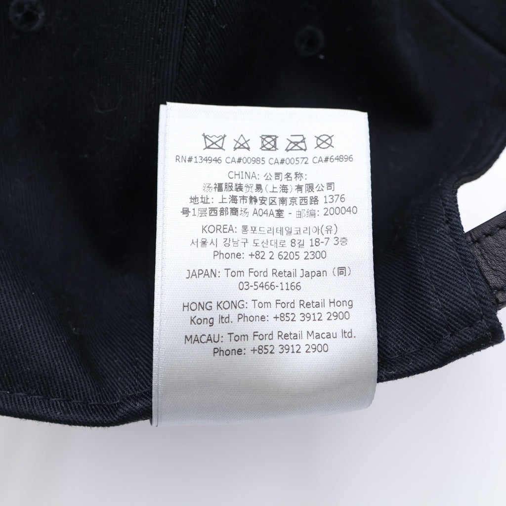 TOM FORD(トムフォード) TFロゴ コットン ベースボールキャップ 帽子 WH002T TCN008 ブラック