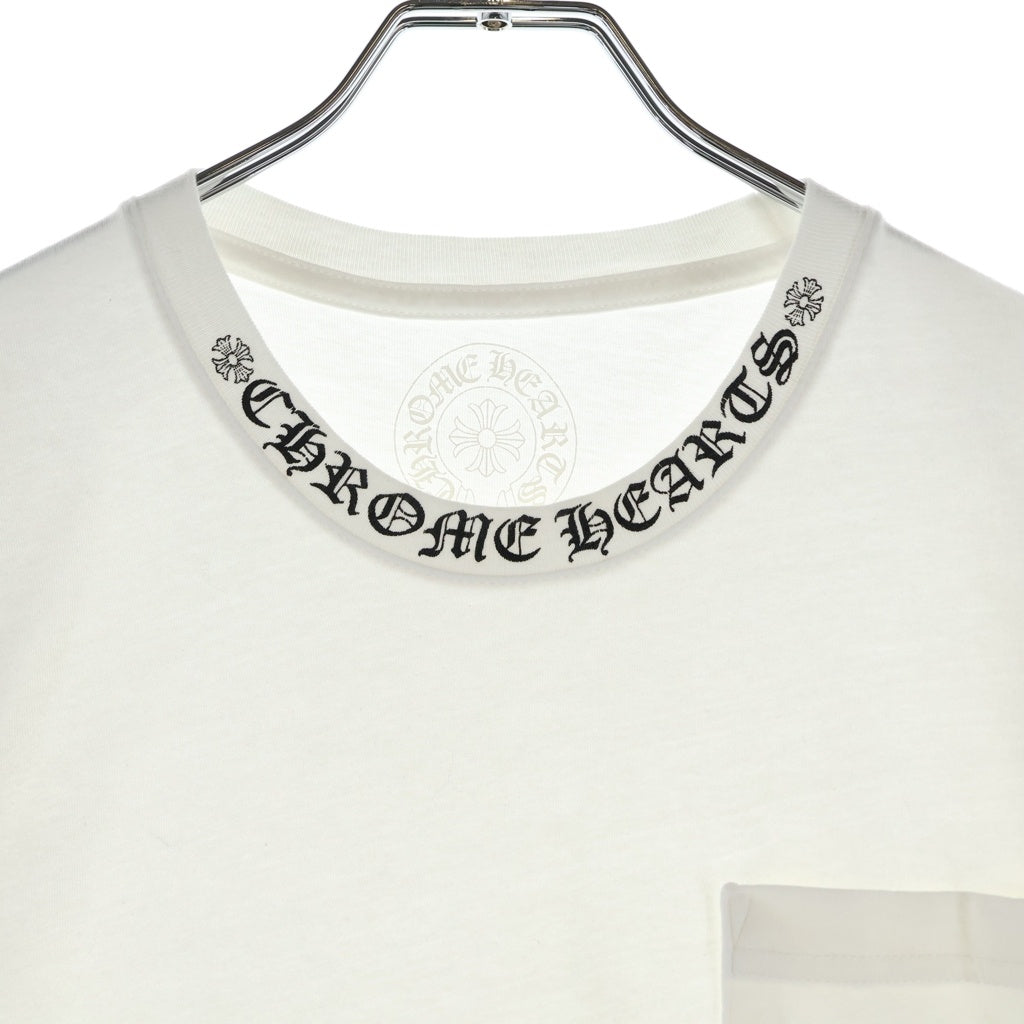CHROME HEARTS(クロムハーツ) CH T-SHIRT ネックロゴプリント半袖Tシャツ カットソー ホワイト/ブラック