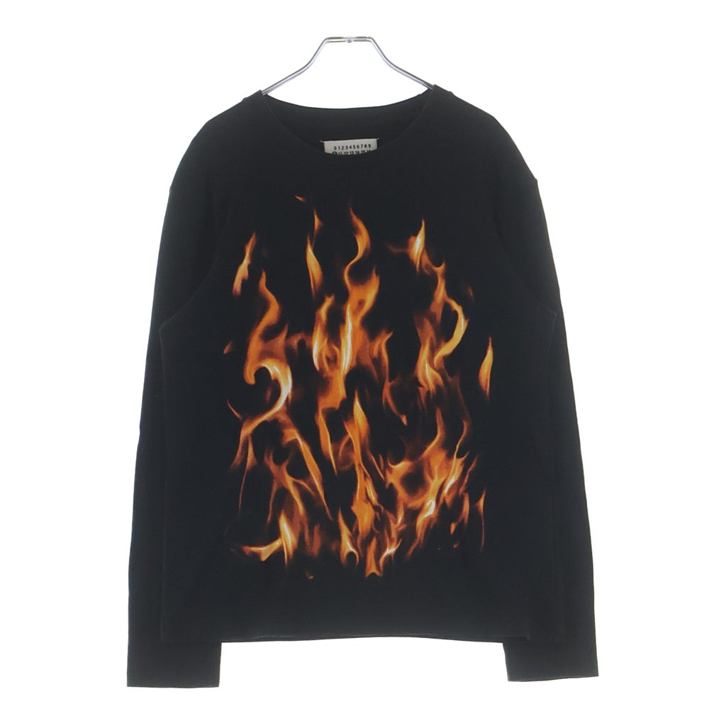 Maison Martin Margiela(メゾンマルタンマルジェラ) 06AW 本人期 ファイヤー フレイム フロントプリント 長袖Tシャツ カットソー ブラック