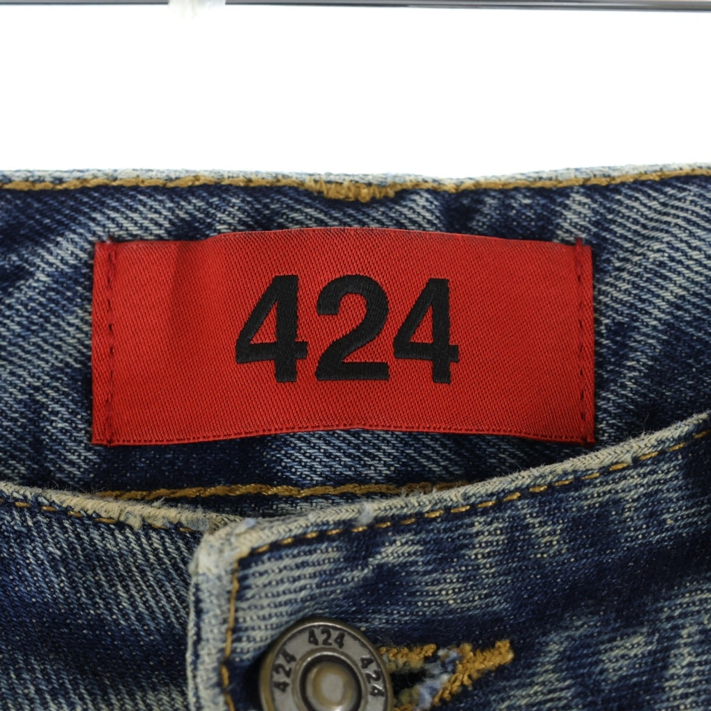 424(フォートゥーフォー) 25SS Big Daddy Denim Shorts ビッグダディー デストロイ加工 デニムショートパンツ ブルー/ブラウンシュガーウォッシュ FF5SMT37AP TE001 503