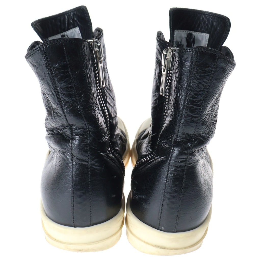 DRKSHDW(ダークシャドウ) RAMONES ラモーンズ シボ加工 サイドジップ レースアップ ハイトップス ハイカットスニーカー ブラック/ホワイト