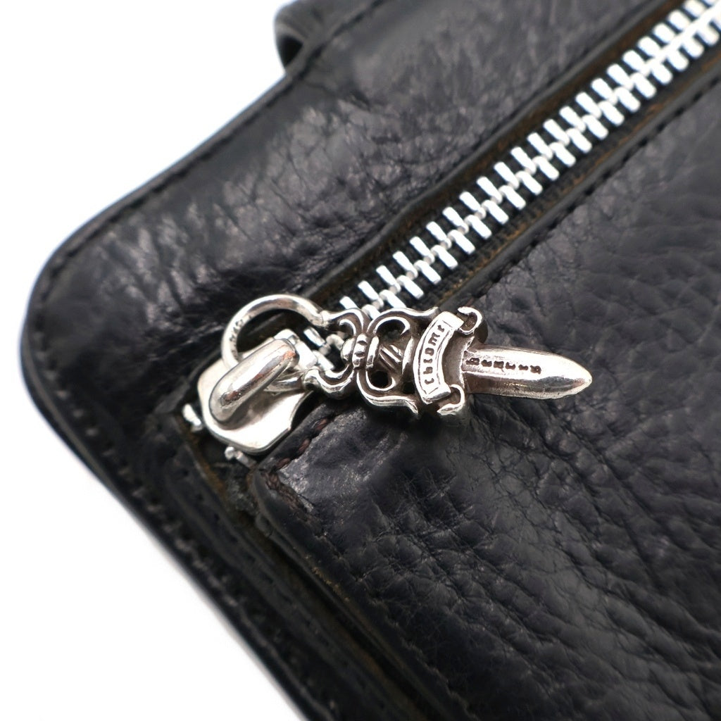 CHROME HEARTS(クロムハーツ) SQ BTN BILL スクエア ボタンビル タガージップ フラップボタンレザーウォレット 財布 ブラック