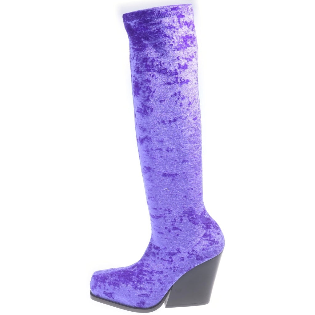 STELLA McCARTNEY ステラマッカートニー ベロア スクエアトゥブーツ パープル STELLA McCARTNEY(ステラマッカートニー) ベロア スクエアトゥブーツ