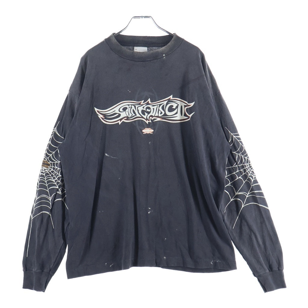 SAINT MICHAEL(セントマイケル) 25SS ×TEFLON DISCO テフロン・ディスコ INSANITY ML LS TEE テフロン・ディスコ ダメージ加工 プリント長袖Tシャツ カットソー グレー SM-HR8-0000-C41
