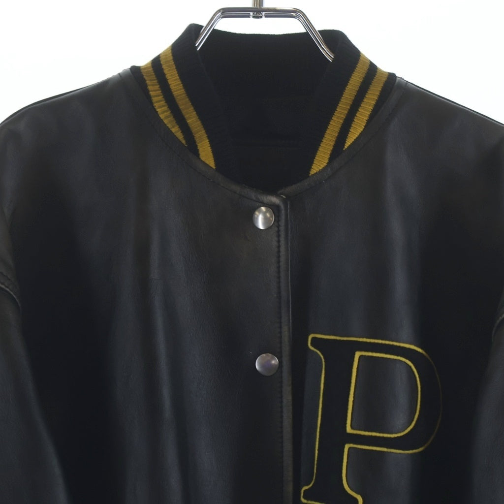 PRADA(プラダ) FROM THE RUNWAY パッチ付 レザー ボンバージャケット 58A190 S000 15Y0 ブラック/イエロー